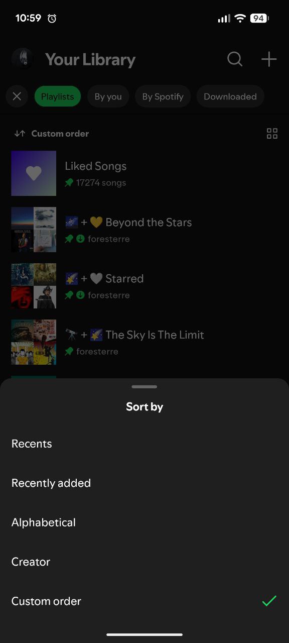 library sorting options